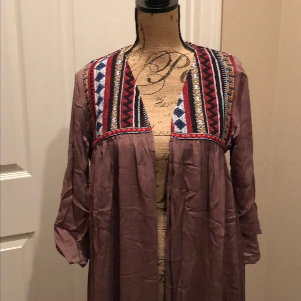 TASSELS N LACE Mauve boho Kimono - Picture 4 of 6